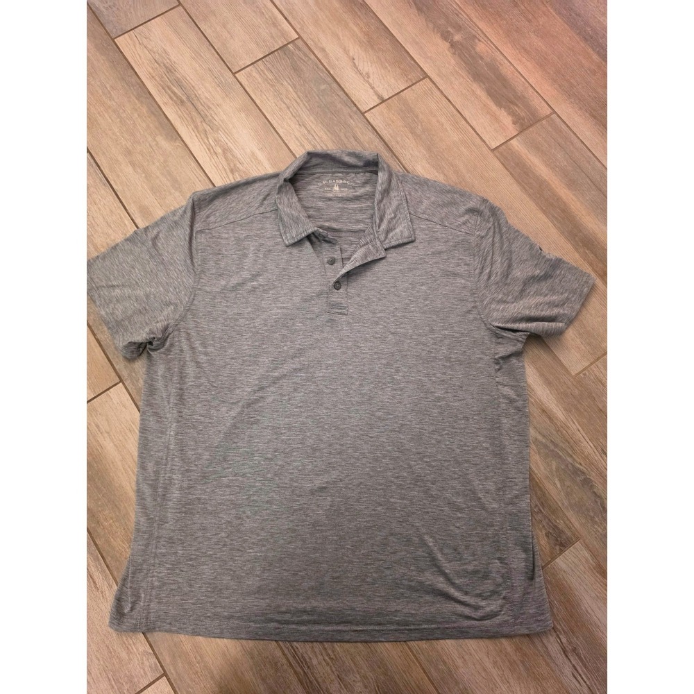 GH Bass & Co Mens XL Polo Shirt Gray Short Sleeve Performance Stretch Heathered